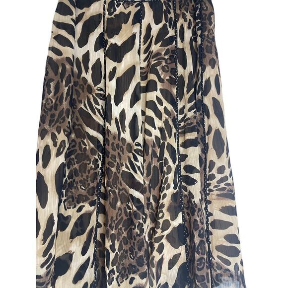 Coldwater Creek Lined Leopard Animal Print Midi Skirt Women's Size Medium - Picture 4 of 6